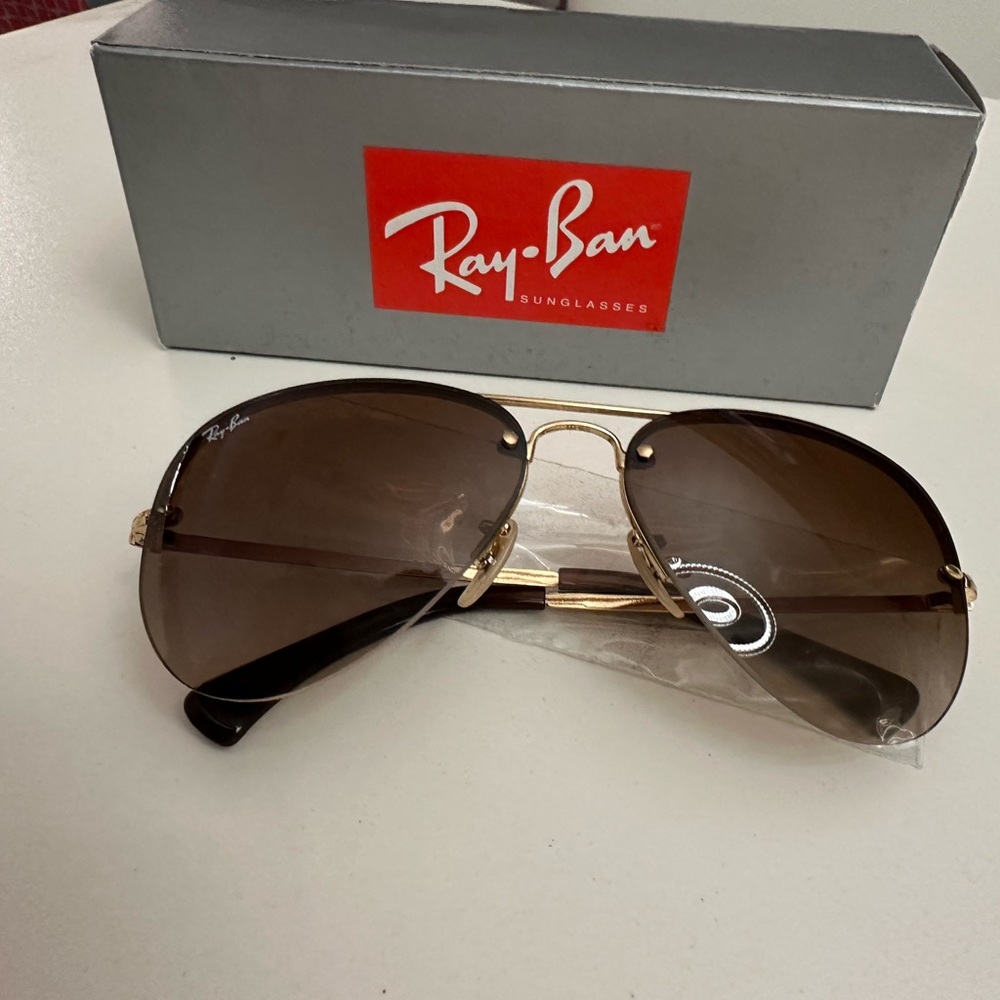 Ray-Ban Gold Frame Sunglasses with Brown Lenses